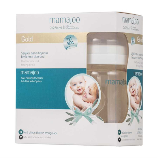 Бутылочка для кормления антиколиковая 0+ Gold Feeding Bottle, 250 мл (2 шт) - 3