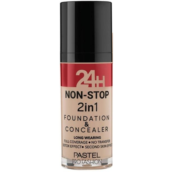 Тональная основа и консилер 2 в 1 24H Non-Stop 2in1 Foundation & Concealer, 605 Sand - 1