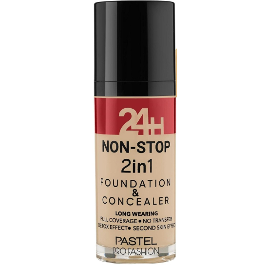 Тональная основа и консилер 2 в 1 24H Non-Stop 2in1 Foundation & Concealer, 604 Vanilla - 1