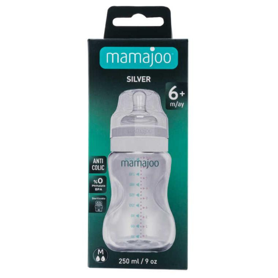 Бутылочка для кормления антиколиковая 6+ Silver Feeding Bottle, 250 мл - 4